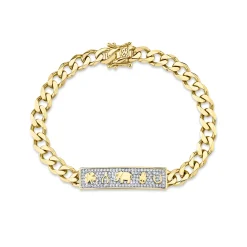 Gold & Diamond Luck Icon ID Bar Bracelet
