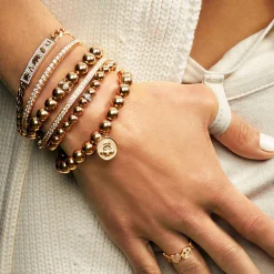 Gold & Diamond Luck Icon ID Bar Bracelet