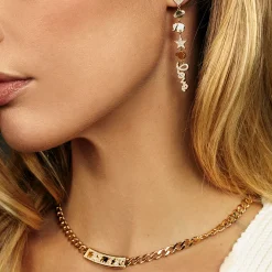 Gold & Diamond Luck Icons Bar Necklace