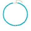 Gold & Diamond Lucky Icon Rondelle Turquoise Heishi Necklace