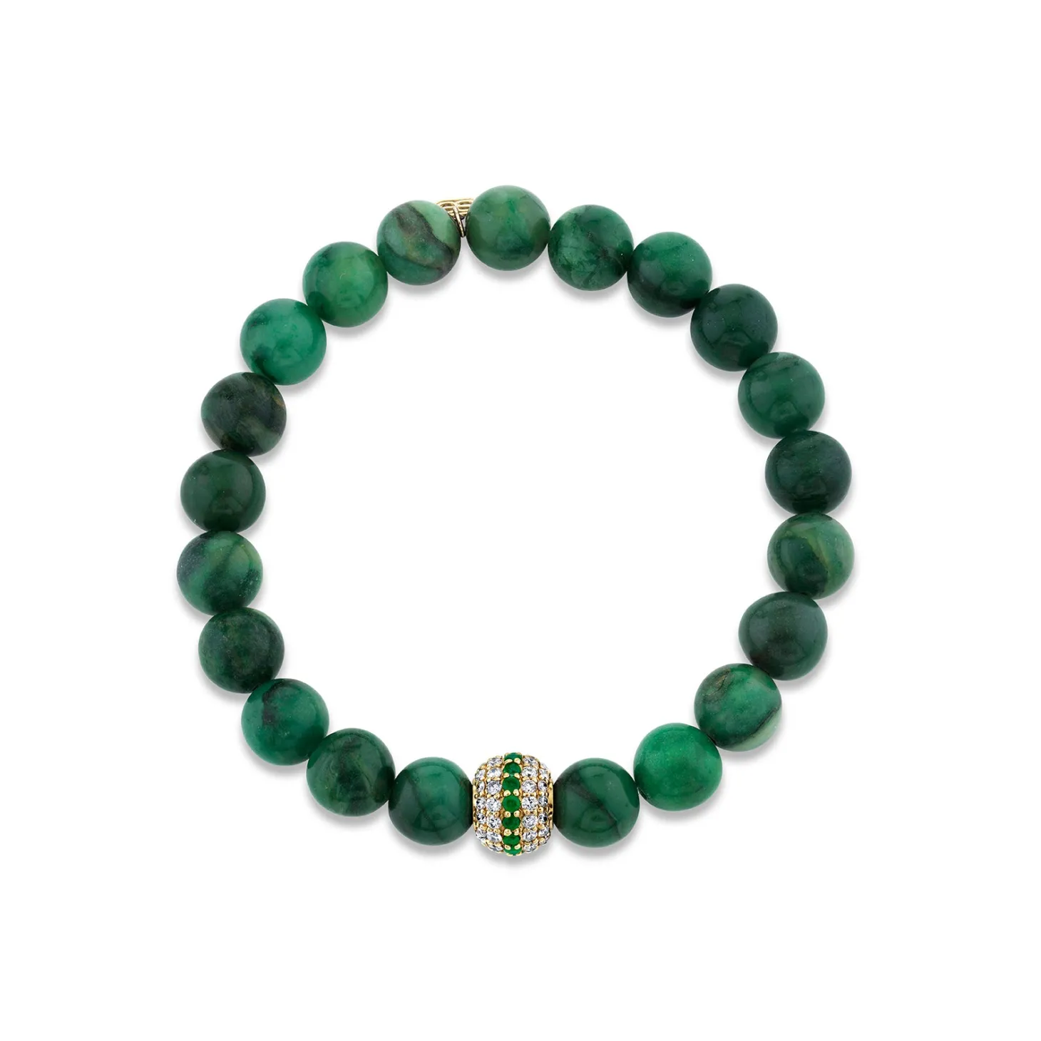 Gold & Diamond Mala Bead on Verdite