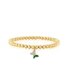 Gold & Diamond Malachite Inlay Butterfly on Gold Beads