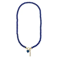 Gold & Diamond Mama Heart Lapis Necklace