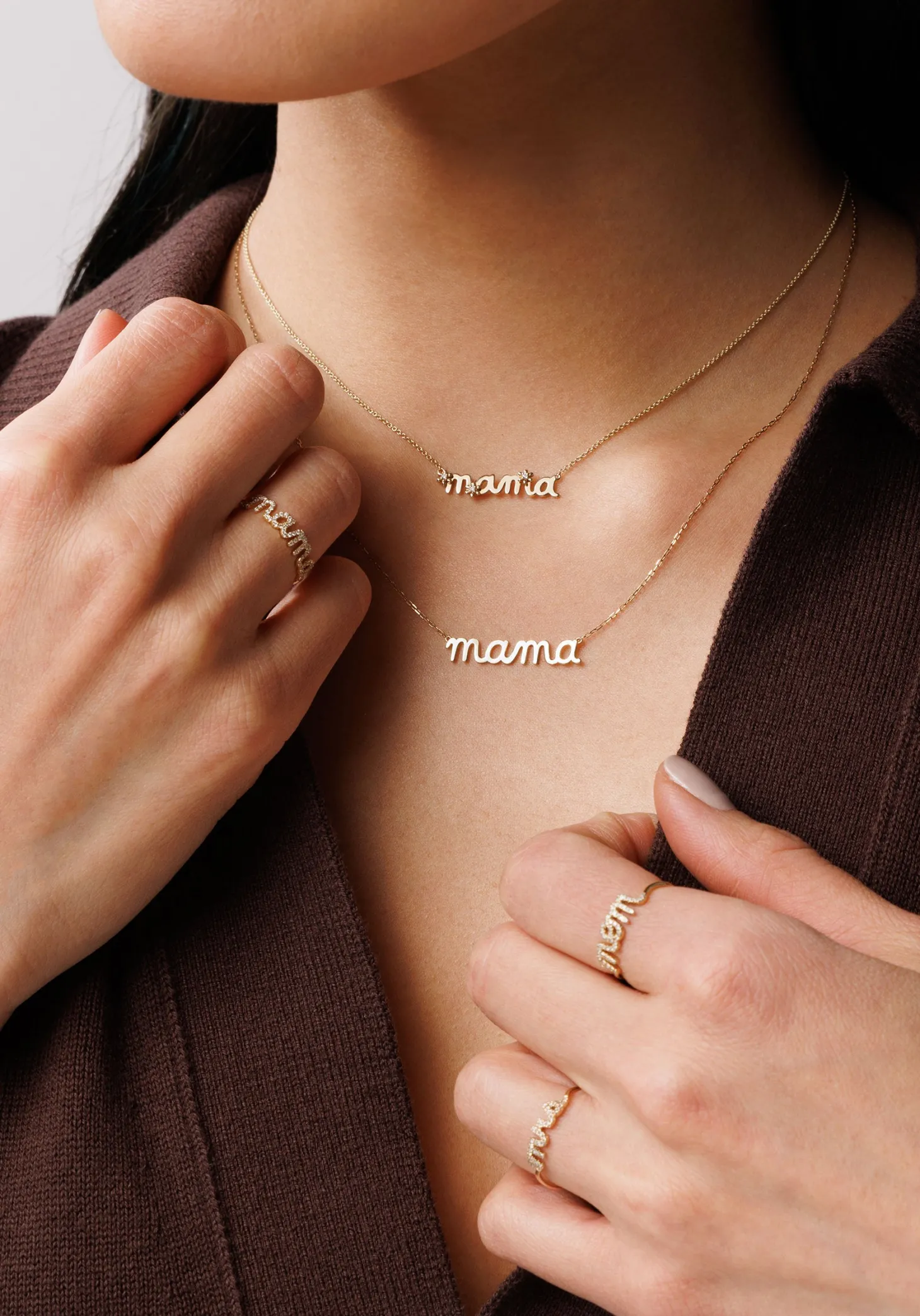 Gold & Diamond Mama Script Ring