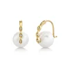 Gold & Diamond Marquise Eye Pearl Earrings