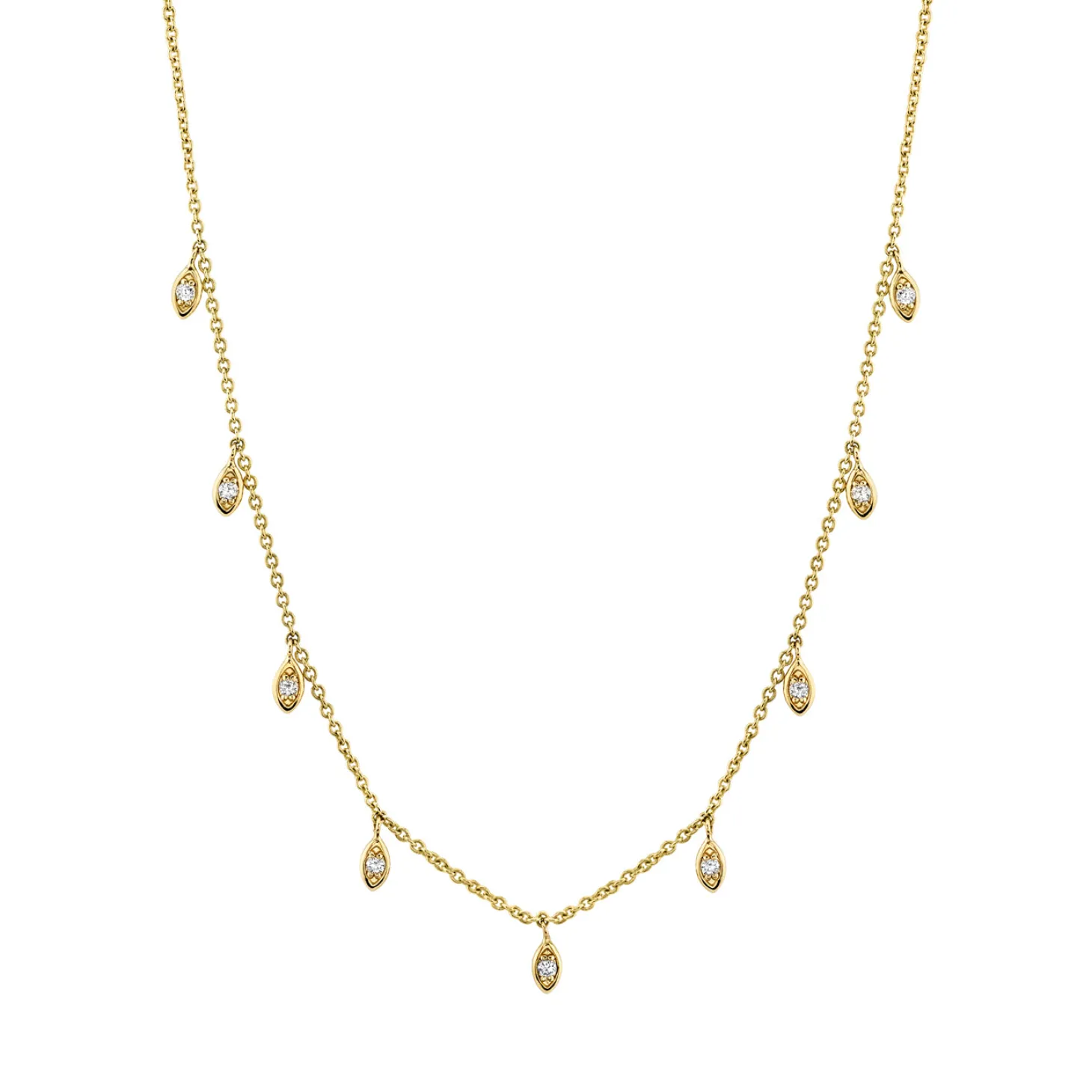 Gold & Diamond Marquise Eye Fringe Necklace