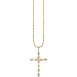 Gold & Diamond Marquise Eye Cross Charm