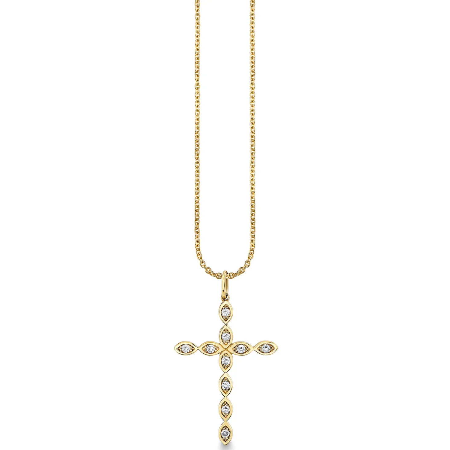Gold & Diamond Marquise Eye Cross Charm