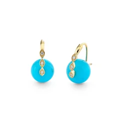 Gold & Diamond Marquise Eye Turquoise Earrings