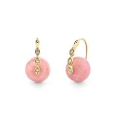 Gold & Diamond Marquise Eye Pink Opal Earrings