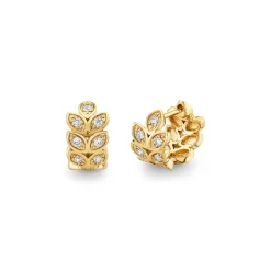 Gold & Diamond Marquise Eye Leaf Huggie