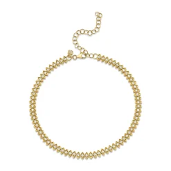 Gold & Diamond Marquise Eye Tennis Anklet