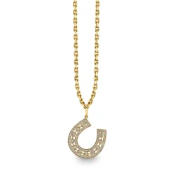 Gold & Diamond Marquise Eye Horseshoe Charm