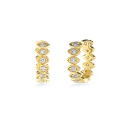 Gold & Diamond Marquise Eye Huggies