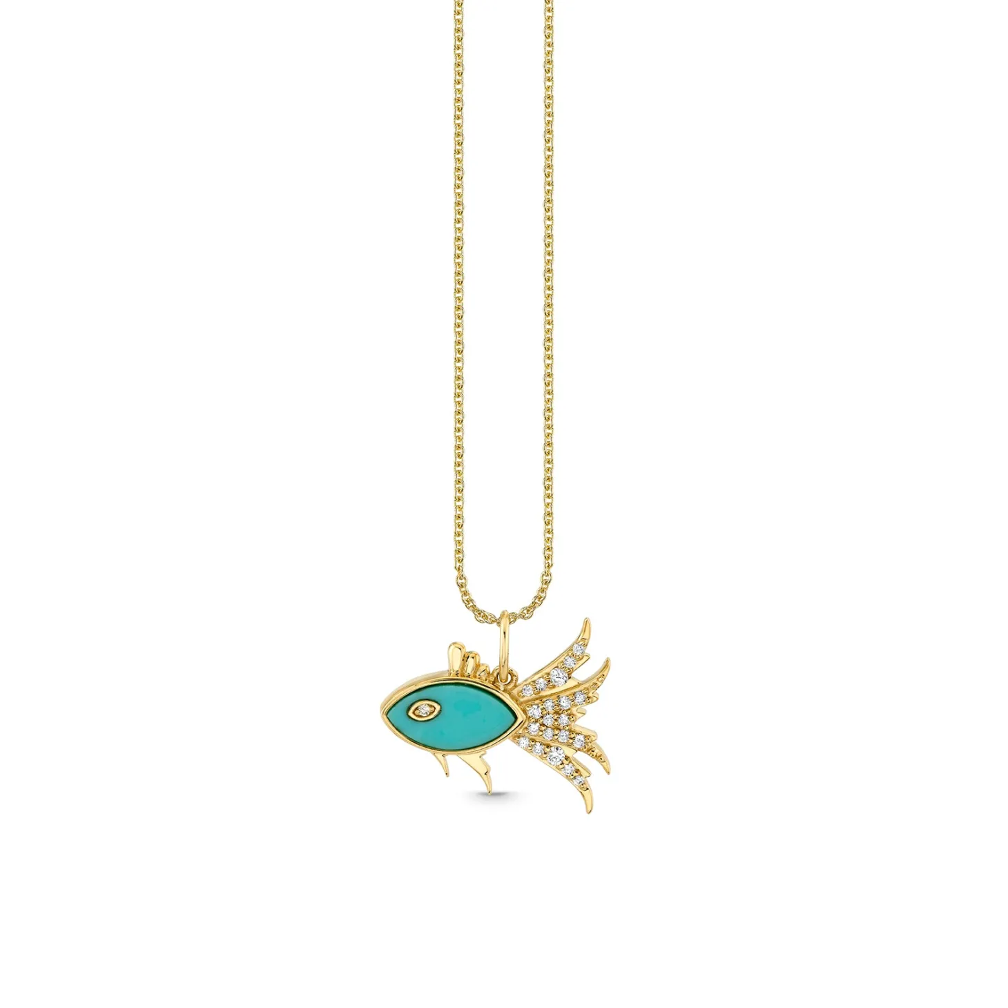 Gold & Diamond Marquise Eye Fish Charm