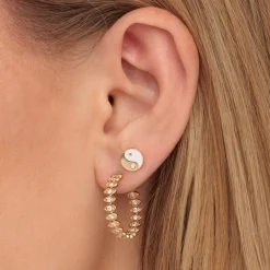 Gold & Diamond Marquise Eye Medium Hoops
