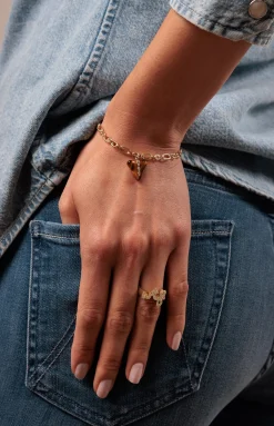 Gold & Diamond Marquise Eye Carved Stone Shark Tooth Bracelet