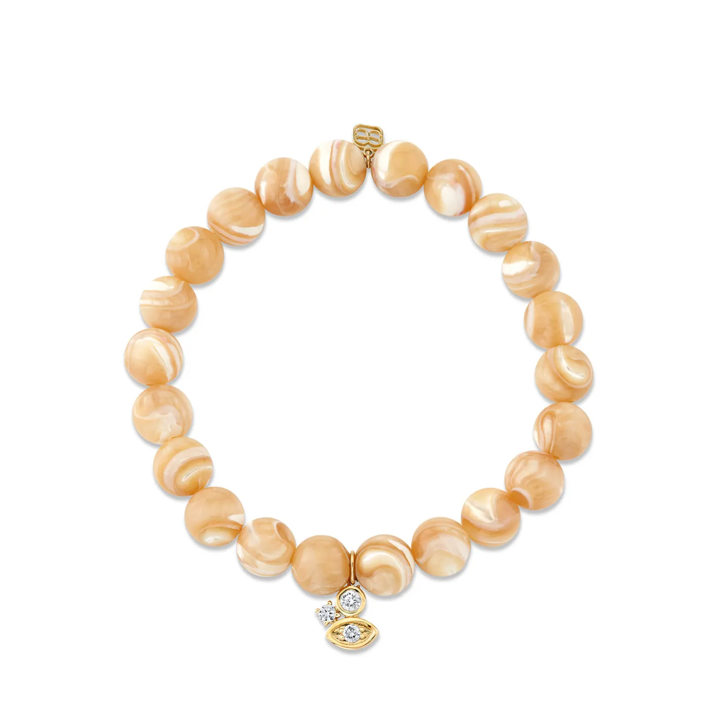 Gold & Diamond Marquise Eye Bezel Prong Cluster on Mother of Pearl