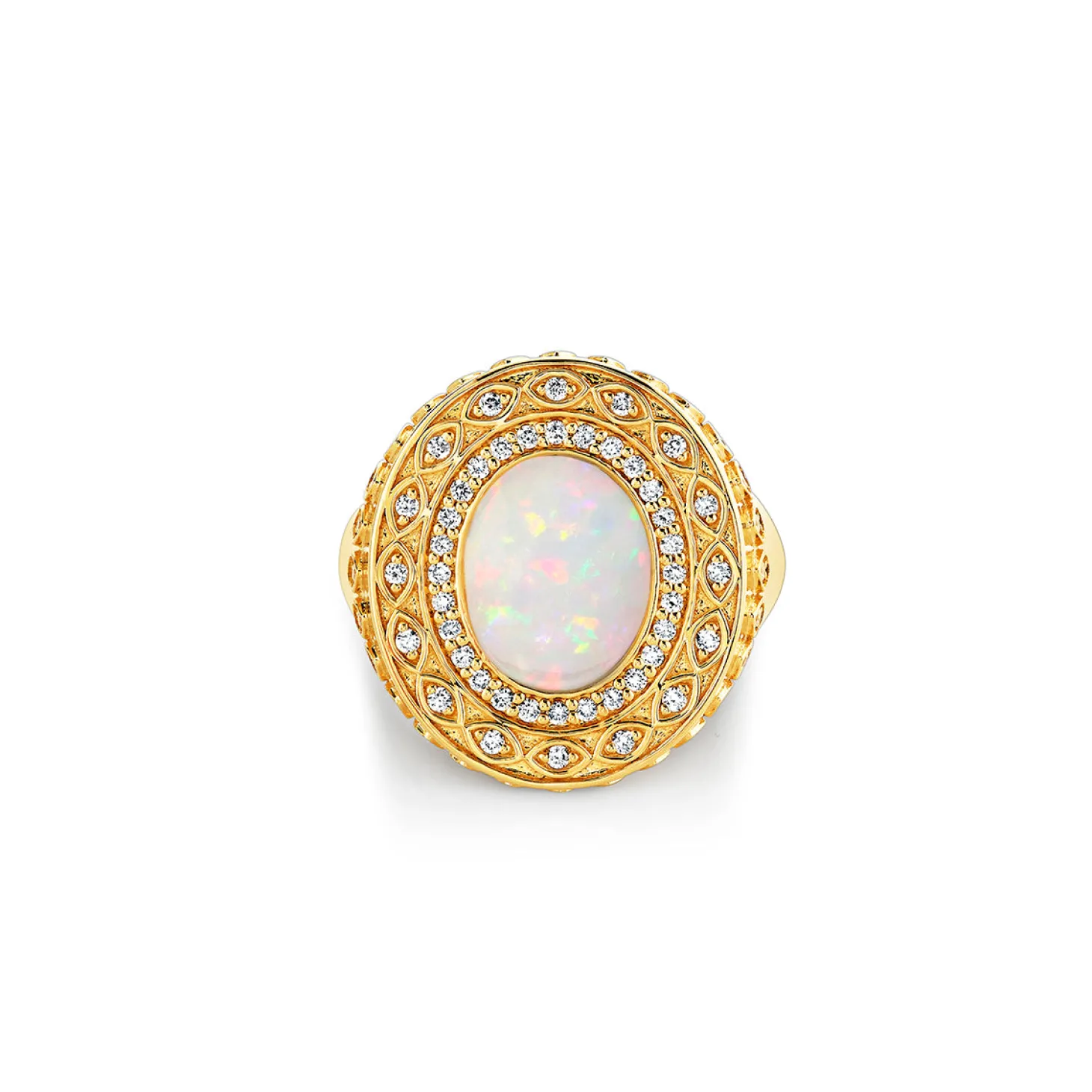Gold & Diamond Marquise Eye Cabochon Signet Ring