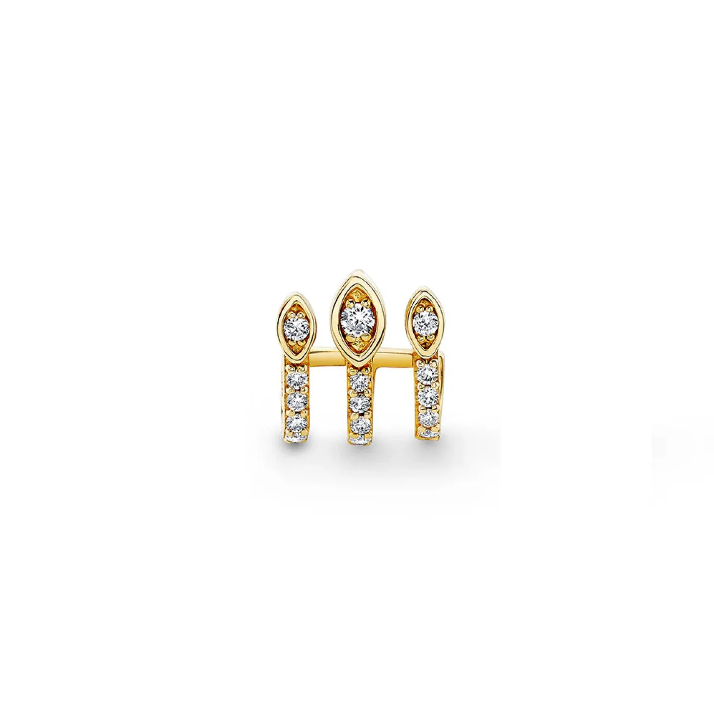 Gold & Diamond Marquise Eye Triple Bar Stud