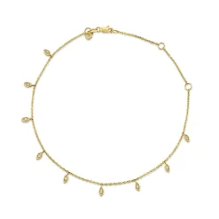 Gold & Diamond Marquise Fringe Anklet