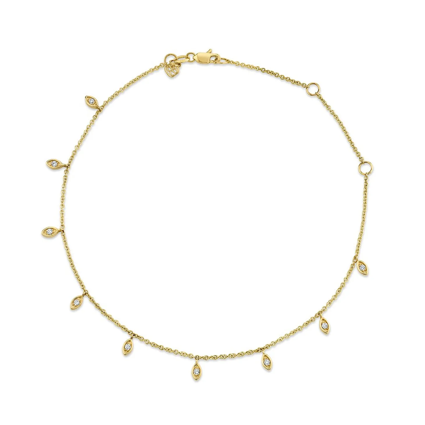 Gold & Diamond Marquise Fringe Anklet