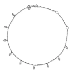 Gold & Diamond Marquise Fringe Anklet