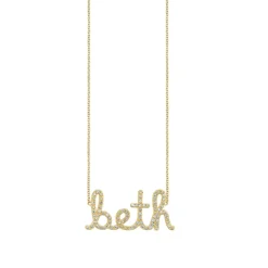 Gold & Diamond Medium Custom Script Necklace