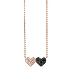 Gold & Diamond Medium Double Heart Necklace