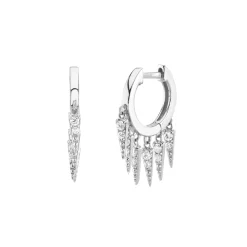 Gold & Diamond Medium Fringe Huggie Hoops