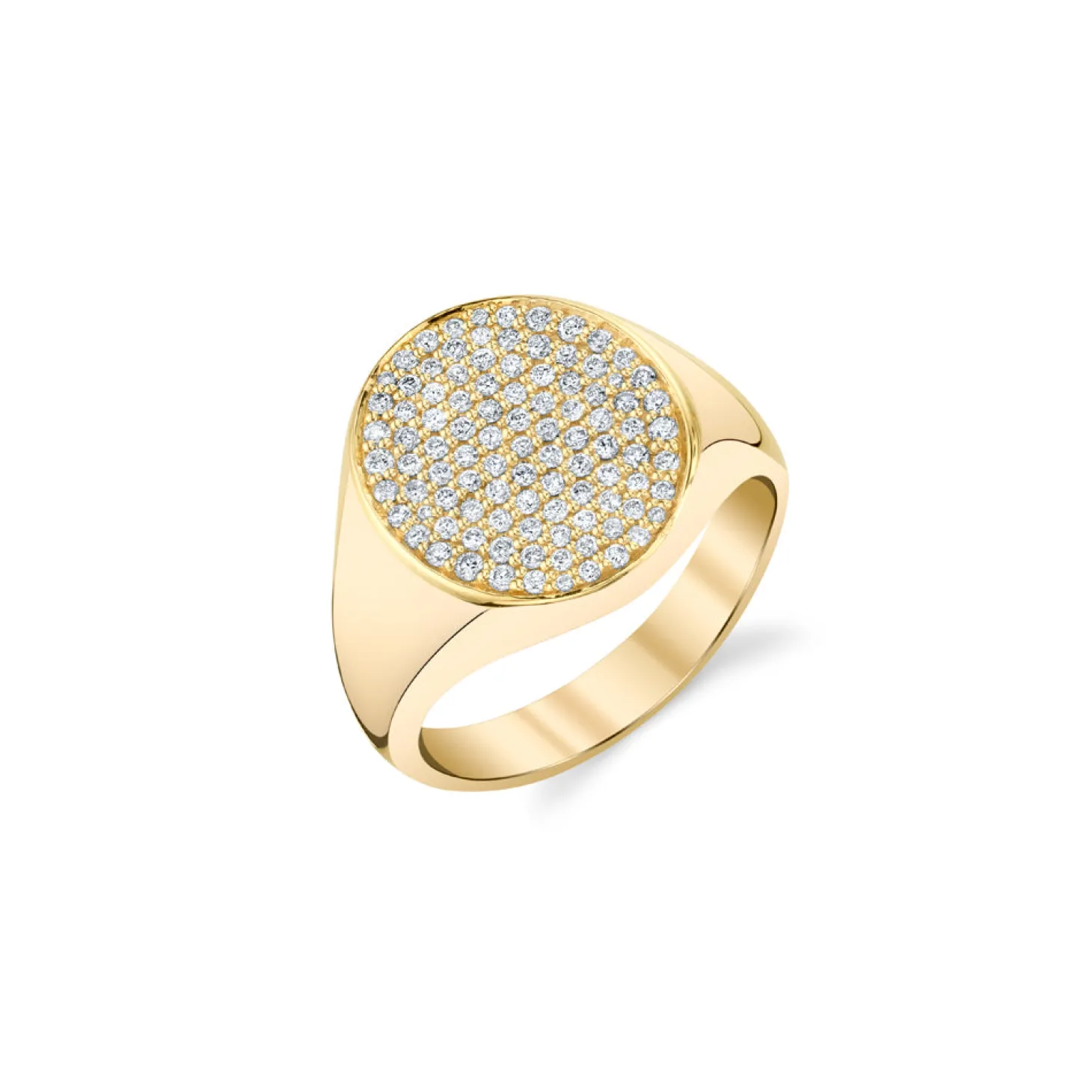 Gold & Diamond Medium Oval Pave Signet Ring