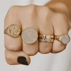 Gold & Diamond Medium Oval Pave Signet Ring