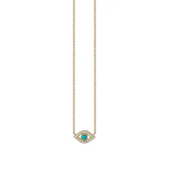 Gold & Diamond Mini Bezel Eye Necklace