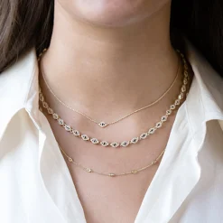 Gold & Diamond Mini Bezel Eye Necklace