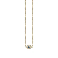 Gold & Diamond Mini Bezel Eye Necklace