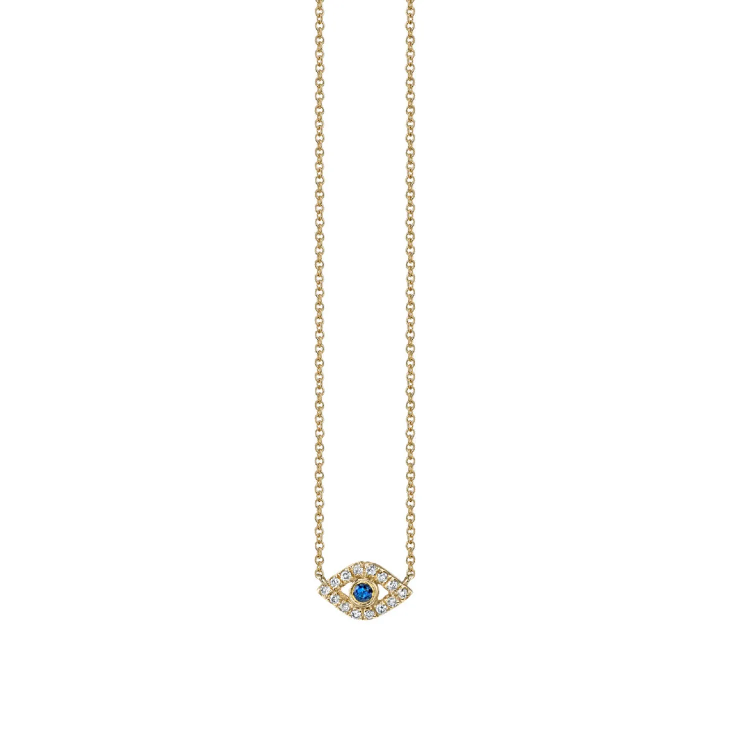 Gold & Diamond Mini Bezel Eye Necklace