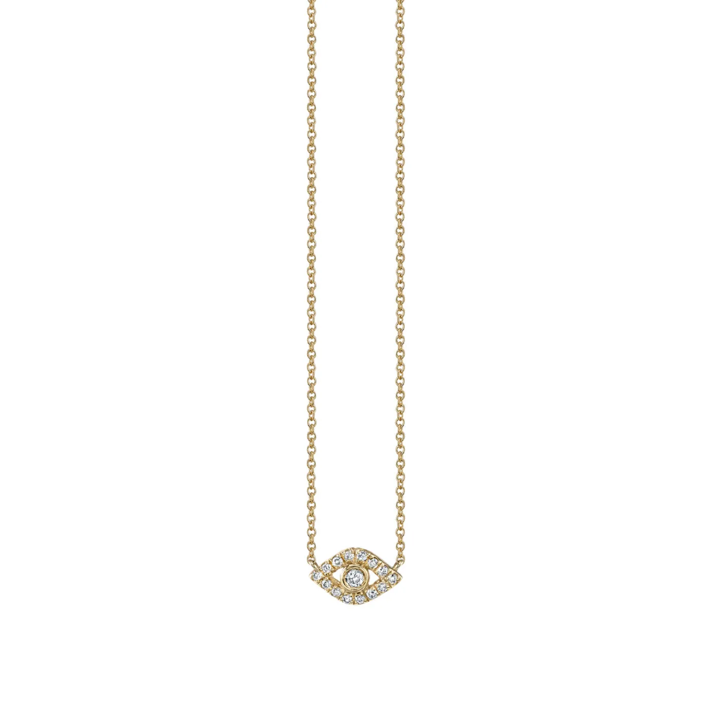 Gold & Diamond Mini Bezel Eye Necklace