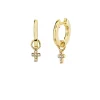 Gold & Diamond Mini Cross Charm Hoops