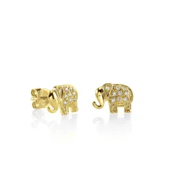 Gold & Diamond Mini Elephant Stud