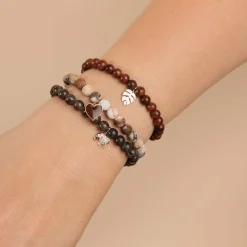Gold & Diamond Mini Elephant on Brown Jasper