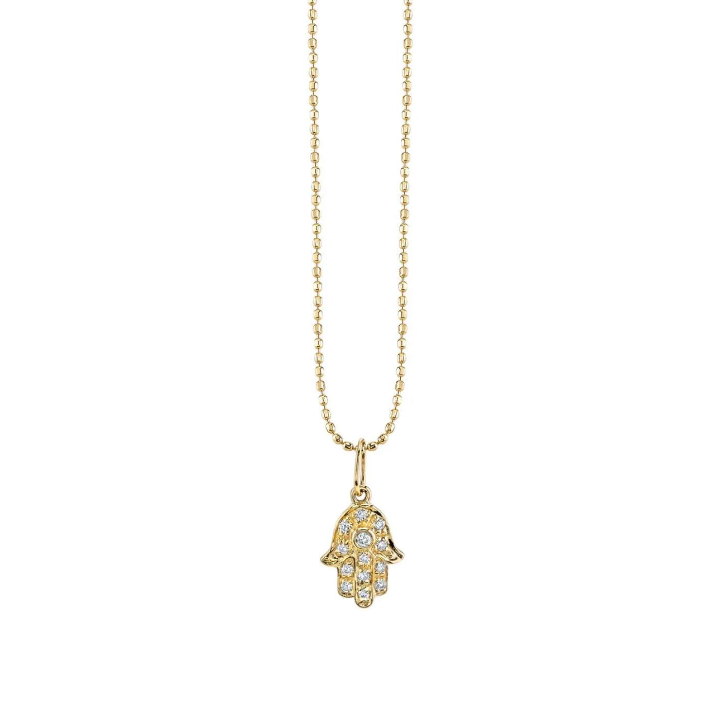 Gold & Diamond Mini Hamsa Charm