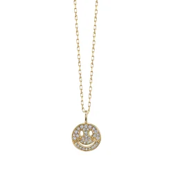 Gold & Diamond Mini Happy Face Charm