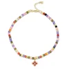 Gold & Diamond Mini Moroccan Flower Rainbow Zircon Anklet