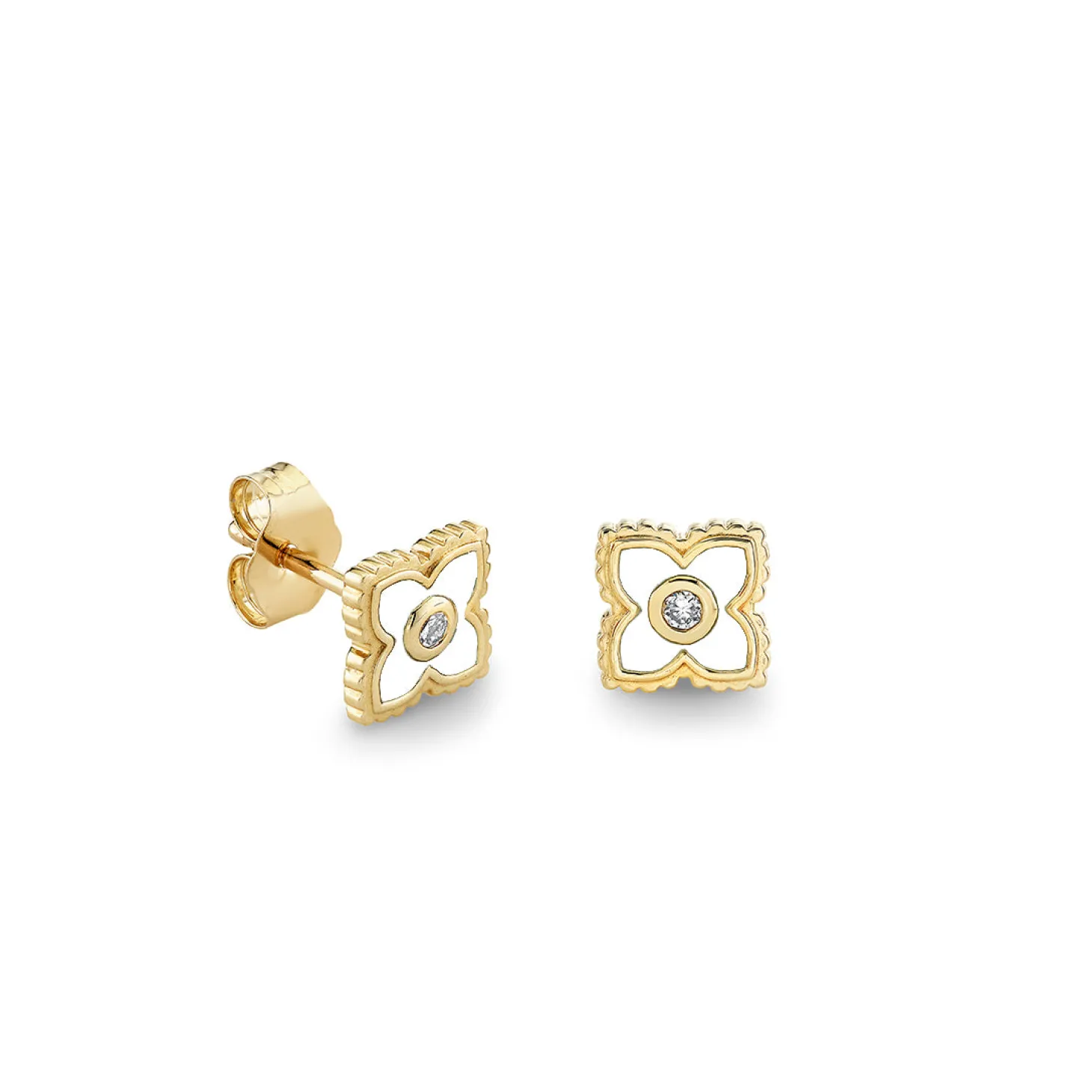 Gold & Diamond Mini Moroccan Flower Stud