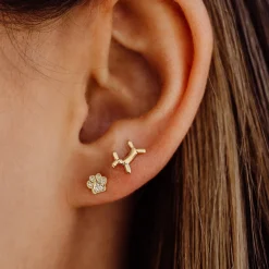 Gold & Diamond Mini Paw Stud