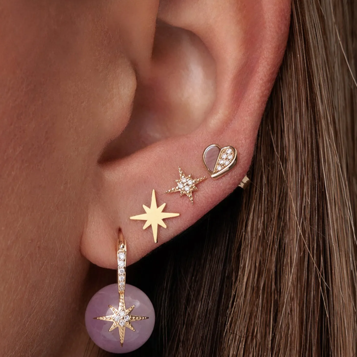 Gold & Diamond Mini Starburst Stud