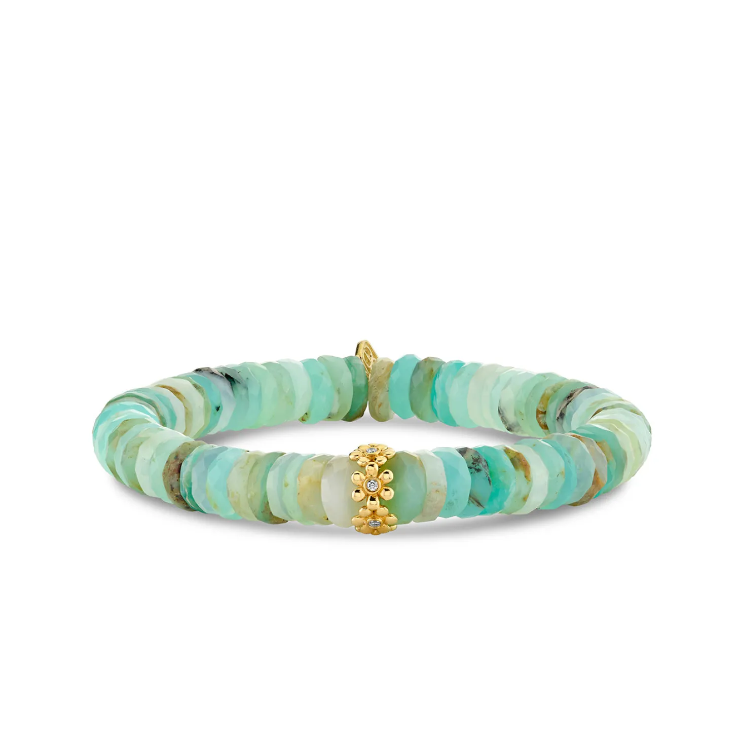 Gold & Diamond 8mm Daisy Rondelle on Peruvian Opal