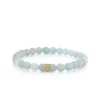Gold & Diamond 6mm Tiny Daisy Rondelle on Aquamarine