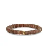 Gold & Diamond 6mm Tiny Daisy Rondelle on Chocolate Moonstone Heishi
