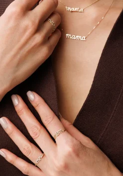 Gold & Diamond Mom Script Ring
